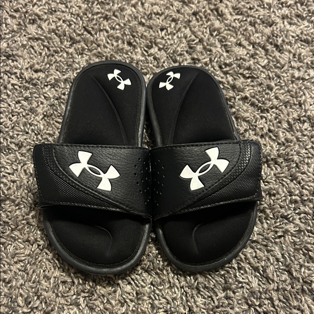 Under Armour Kids Black and White Slide Sandals